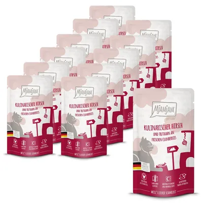 Produktbild von MjAMjAM - Premium Nassfutter für Katzen - Quetschie - kulinarischer Hirsch und T