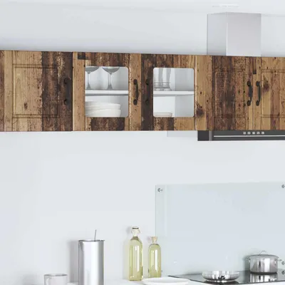 Immagine prodotto di vidaXL Armadietto a muro in vetro PORTO in legno invecchiato 80 x 31 x 40 cm in materiale derivato dal legno