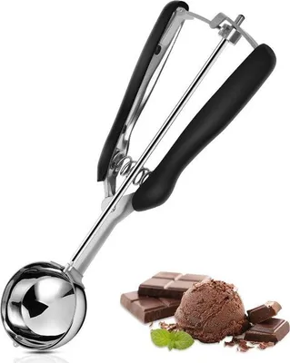 Produktbild von Unyqoos® Eisportionierer – lebensmittelechter 430 Edelstahl, Ø 5 cm, spülmaschinenfest, Eislöffel für Eis, Melone, Fleischbällchen, Teig & Kekse