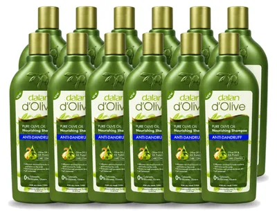 Image de 12 flacons de shampooing anti-pelliculaire Dalan d'Olive, nourrissant, 400 ml, lot avantageux, 12 pièces