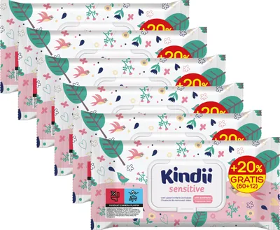 Zdjęcie produktu dla Kindii Sensitive Chusteczki Nawilżane dla Dzieci 60szt