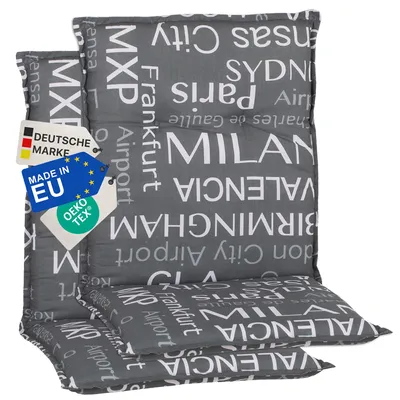 Produktbild von NYVI Gartenstuhl Auflagen Niedriglehner 2er Set Barcelona - UV-Beständig, Atmungsaktiv, Strapazierfähig - Niedriglehnerauflagen Sitzkissen Outdoor - Sitzauflagen für Gartenstühle 100x50cm Städtenamen
