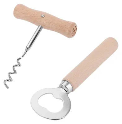 Productafbeelding van Westmark set: 1 kurkentrekker (wendel met kern) + 1 flesopener, hout/staal