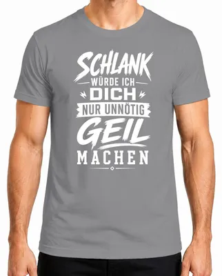 Productafbeelding van "Slank" - Heren T-shirt, grijs, maat XL. (Met een sarcastische opmerking over het feit dat het onnodig opvallend is.)