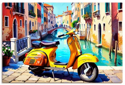 Produktbild von ARTland Leinwandbild Reise nach Venedig mit dem Motorroller Größe: 90x60 cm