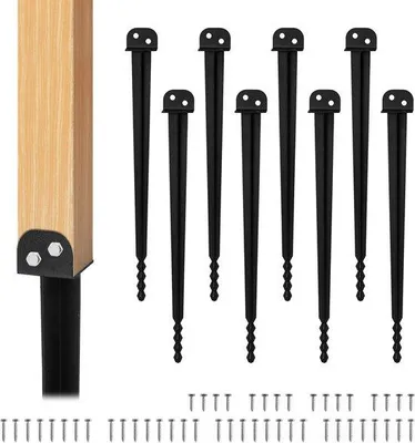 Produktbild von 8 Stück Pfahlhalter für 500 mm, robuste Befestigung für vierkantige Holzpflöcke
