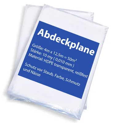 Produktbild von 50x Abdeckfolie Plane 4x12,5m Baufolie Schutzfolie Malerfolie 10my