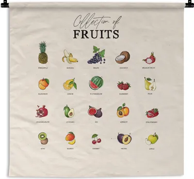 Produktbild von MuchoWow® Wandteppich Wandbehang Obst - Lebensmittel - Küche 150x150 cm Tapisserie Dekoration Wandtuch - Wohnaccessoires - Modernes