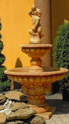 Produktbild von Casa Padrino Barock Springbrunnen Beige Ø 114 x H. 185 cm - Prunkvoller Gartenbrunnen - Gartendeko Brunnen - Barock Garten Deko Accessoires