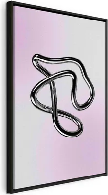 Produktbild von Italienischer Leinwand Leinwandbild - Silver Intricacies - Fluid Metallic Figure on a Gradient Background 60x90 cm Abstrakt a-C-10142-b-a