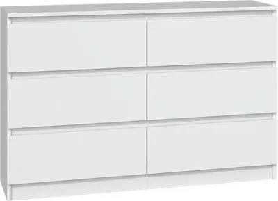 Produktbild von Moderne Kommode MALWA M6 6 Schubladen – Schlankes Design | Farbe: Mattweiß | Größe: 120x75x30 cm
