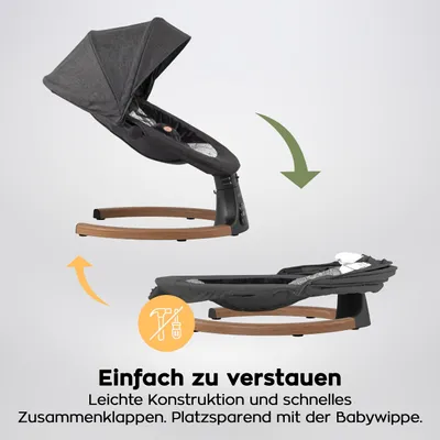 Produktbild von Tulano Elektrische Babyschaukel Astrid 35 Babywippe mit Bluetooth Musik Bewegungssensor 5 Geschwindigkeiten Moskitonetz Graphit