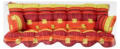 Produktbild von Hollywoodschaukel Auflage 180x50 cm mit Sitzpolster, Rückenlehne, 2 Seitenkissen und Befestigungsschnüren