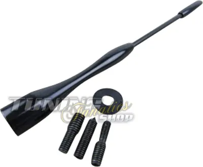 Image de Antenne PREMIUM à tige courte Auto Radio 16V Set NOIR-CHROME pour de nombreux véhicules
