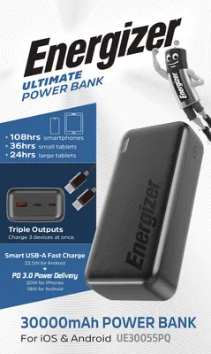 Immagine prodotto di Energizer powerbank UE30055PQ 30000mAh,, Power Delivery, nero