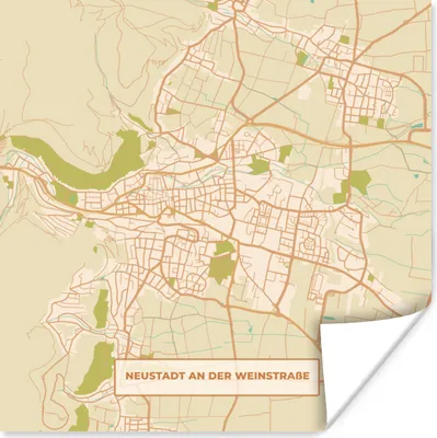 Produktbild von MuchoWow® Poster Karte - Neustadt an der Weinstraße - Stadtplan - Vintage 75x75 cm - Wand Dekoration