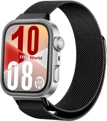 Produktbild von FFO2World Edelstahl-Milanese-Armband für Huawei Watch Fit 4 Pro / Fit 4 / Fit 3 – Milanaise-Armband mit Magnetverschluss – Schwarz