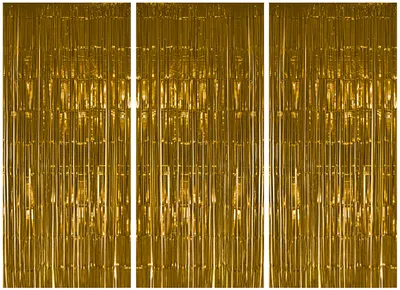 Produktbild von 3x Lametta Vorhang - gold - 91x244 cm