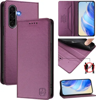 Immagine prodotto di Custodia in pelle per Samsung Galaxy A56 5G, flip case con slot per carte, portafoglio e supporto Purple