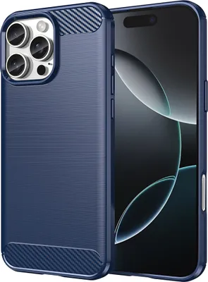 Produktbild von Techsuit Carbon Silicone Back Cover Hülle für Apple iPhone 16 Pro - Blau