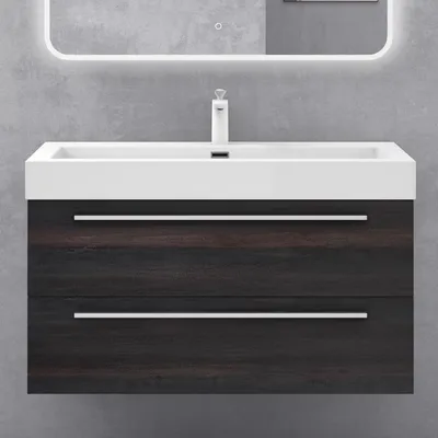 Immagine prodotto di doporro Mobile Bagno Sospeso100cm, Mobiletto per Bagno con Lavabo, Grigio Scuro, Seria Quadratto