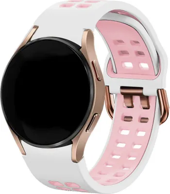Produktbild von Strap-it Samsung Galaxy Watch 6 Classic 43mm Squared Sport Armband (Weiß/Rosa)