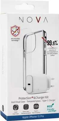 Produktbild von Nova Bundle für iPhone 13 Pro - Schutzhülle & Ladeadapter - transparent