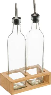 Immagine prodotto di 5Five Simply Smart Essig- und Ölmenagerie mit 2 Spenderflaschen, Glas, Bambus, 480 ml, 181823