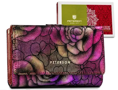 Obrázek produktu pro Peterson dámská kožená peněženka s květy RFID fialová 14x9 cm