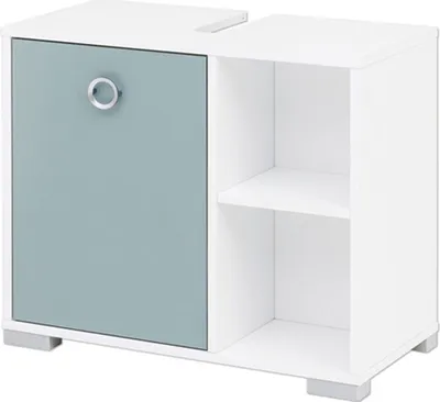 Image de Meuble de salle de bain sous lavabo Kimi, bleu/blanc, 65,3 x 57,5 x 33 cm