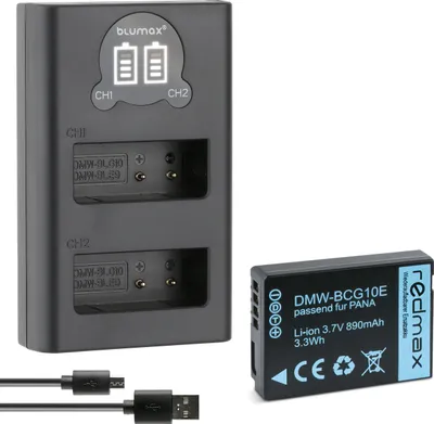 Produktbild von 1x Akku +  LCD Lader  für Panasonic DMW-BLG10/E 730mAh
