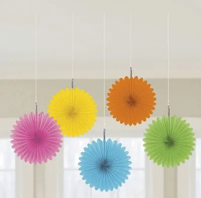 Image de amscan 29055-90-55 Éventails décoratifs - Ø 15,2 cm, 5 pièces assorties