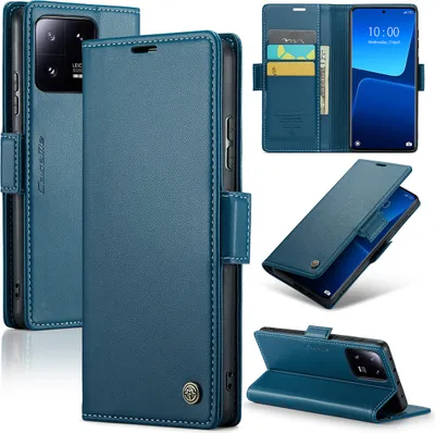 Produktbild von Xiaomi 13 Pro Hülle, Leder Brieftasche Kartenfach Schutzhülle mit Standfunktion für Xiaomi 13 Pro Blau