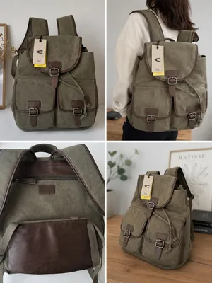 Produktbild von Camel Active Canvas Rucksack Oliv Braun Vintage Freizeitrucksack
