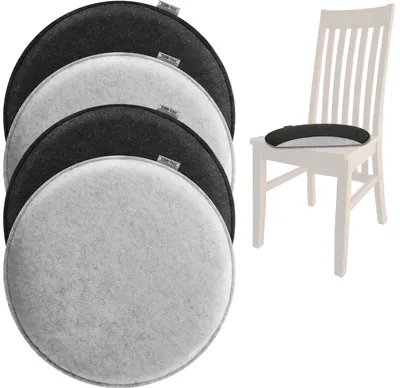 Produktbild von com-four® 4x Gepolstertes Sitzkissen Ø 35 cm - Stuhlkissen für Stühle und Bänke - Sitzkissen-Set aus Filz - Runde Sitzpolsterauflage für Esszimmer, Garten, Terrasse, Balkon