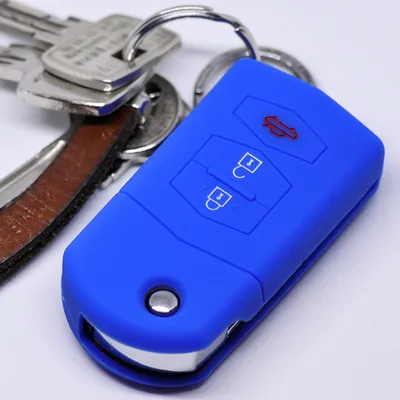 Produktbild von Auto Schlüssel Hülle Silikon Schutz Cover Blau kompatibel mit Mazda CX-5 2 3 4 5 6 RX-8 3 Tasten Klappschlüssel