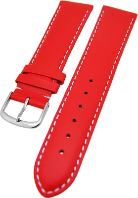 Produktbild von Uhrenarmband Kalbleder Rot mit weißer Naht gepolstert 18mm Donschließe