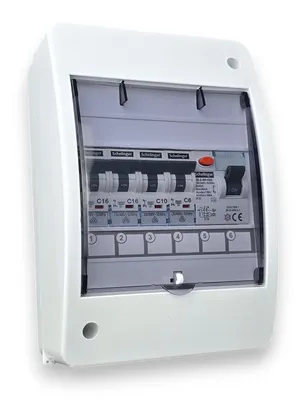 Produktbild von Aufputz Sicherungskasten FI 40A 30mA C16, C10, C6 Schelinger