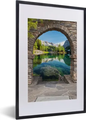 Produktbild von MuchoWow® Gerahmtes Poster Aussicht - Berg - Landschaft - Wasser 40x60 cm - Poster mit Schwarzem Bilderrahmen Wandposter Rahmen Foto Bilder - Poster in Rahmen