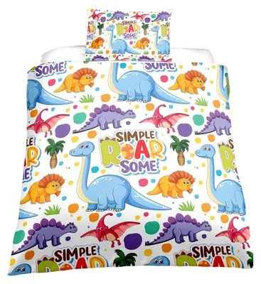 Imagen del producto de Juego de sábanas de 3 piezas, 135x200 cm - Dinosaurios
