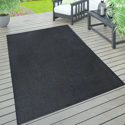 Produktbild von Outdoor Teppich wetterfest Garten & Terrasse flachgewebt Uni Sisaloptik robust Grösse 80x150 cm