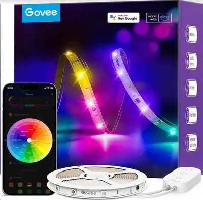 Obrázek produktu pro Govee RGB LED Stripe Basic, Chytrý světelný pásek, Wi-Fi/Bluetooth, Bílá, Android, iOS, G, 10000 mm