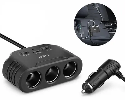 Produktbild von Zigarettenanzünder Verteiler 120W – 3x12V, 2xUSB-A, 1xTyp-C, LED | KFZ Ladegerät für Handy & GPS
