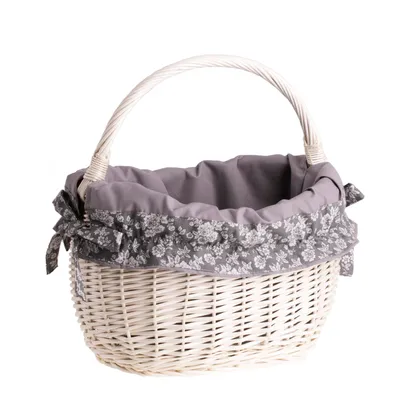 Image de Petit panier à provisions en osier, rétro Crème 35x26 H25/36 cm