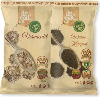 Produktbild von Dr.Soil Pflanzenpflegepaket für Aussaaterde-Mischungen mit Vermikulit und Wurmkompost