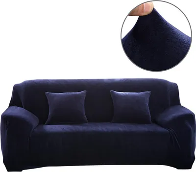 Produktbild von (3-Sitzer, Navy blau) Sofabezüge aus Stretch-Samt, rutschfeste Sofabezüge, Couchbezüge, elastischer Möbelschutz