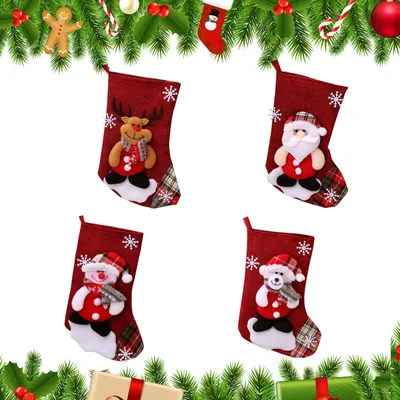 Produktbild von Set aus 4 Weihnachtsstrümpfen für Geschenke und Dekoration