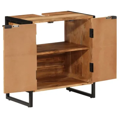 Image de vidaXL Armoire de salle de bain 55x35x60 cm Bois massif d'acacia et fer