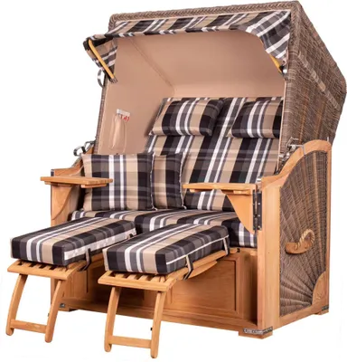 Produktbild von Strandkorb-Set - bene living - Schaalsee Teak - PE grau - Modell 583 - inkl. Liftersystem