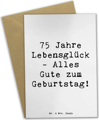 Produktbild von Mr. & Mrs. Panda Grußkarte Spruch 75. Geburtstag - Weiß - Geschenk, Geburtstagsgeschenk, Happy Birthday, Meilenstein, Alter, Jubiläum, osterkarten, einladungskarten